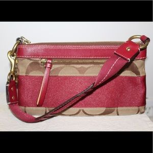 Small Signature Coach Shoulder bag with red stripe